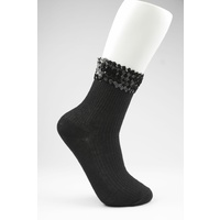 Lady Short Socks With Sequins Cuff