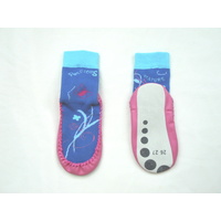 Kids socks with cow leather sole