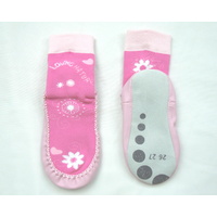 Kids socks with cow leather sole